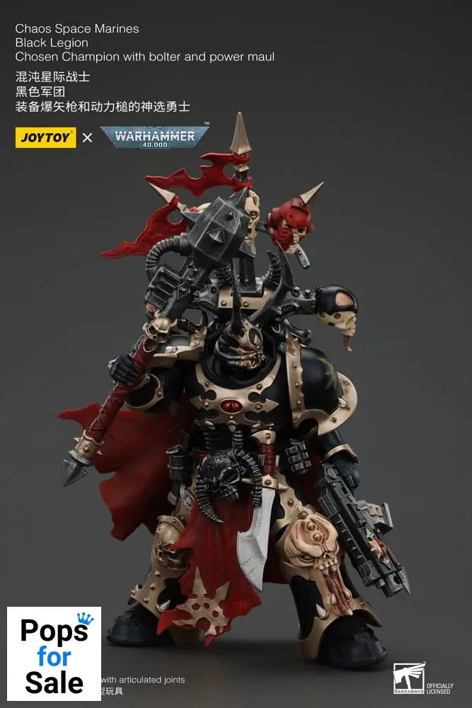 Warhammer 40k Actionfigur Chaos Space Marines Black Legion Chosen Champion with bolter and power maul 20 cm