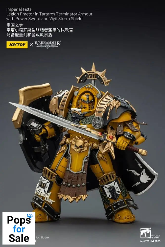 Warhammer Imperial Fists Action Figure Legion Praetor in Tartaros Terminator Armourwith Power Sword and Vigil Storm Shield 14 cm