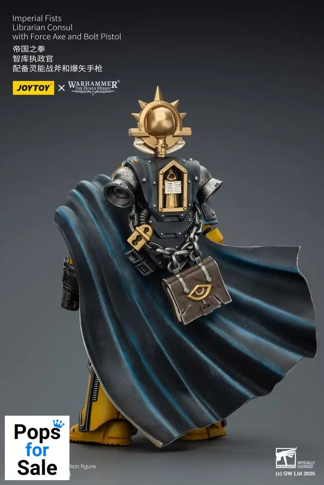 Warhammer Imperial Fists Action Figure Librarian Consulwith Force Axe and Bolt Pistol 12 cm