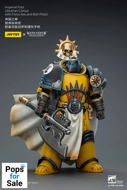 Warhammer Imperial Fists Action Figure Librarian Consulwith Force Axe and Bolt Pistol 12 cm