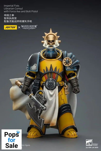 Warhammer Imperial Fists Action Figure Librarian Consulwith Force Axe and Bolt Pistol 12 cm