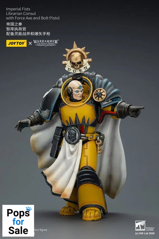 Warhammer Imperial Fists Action Figure Librarian Consulwith Force Axe and Bolt Pistol 12 cm