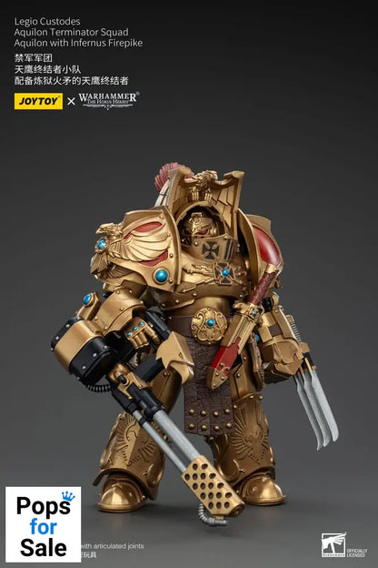 Warhammer The Horus Heresy Action Figure 1/18 Legio Custodes Aquilon Terminator Squad Aquilon with Infernus Firepike 14 cm
