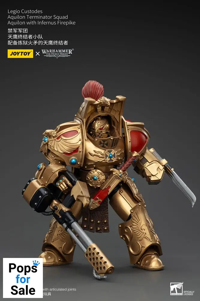 Warhammer The Horus Heresy Action Figure 1/18 Legio Custodes Aquilon Terminator Squad Aquilon with Infernus Firepike 14 cm