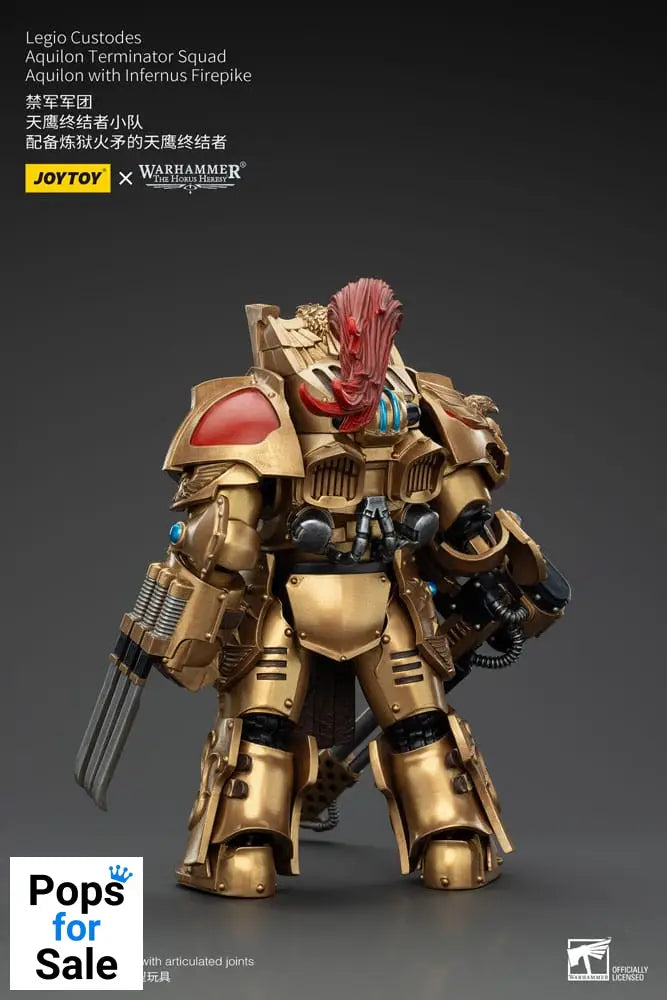 Warhammer The Horus Heresy Action Figure 1/18 Legio Custodes Aquilon Terminator Squad Aquilon with Infernus Firepike 14 cm