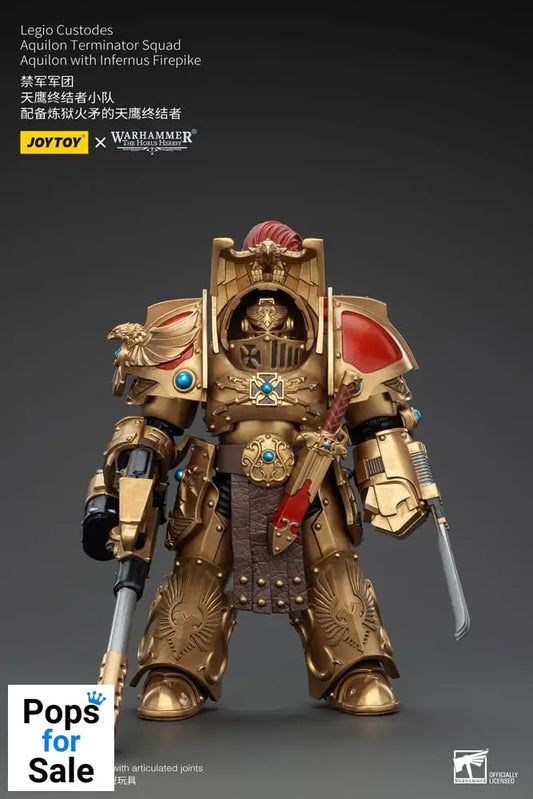 Warhammer The Horus Heresy Action Figure 1/18 Legio Custodes Aquilon Terminator Squad Aquilon with Infernus Firepike 14 cm