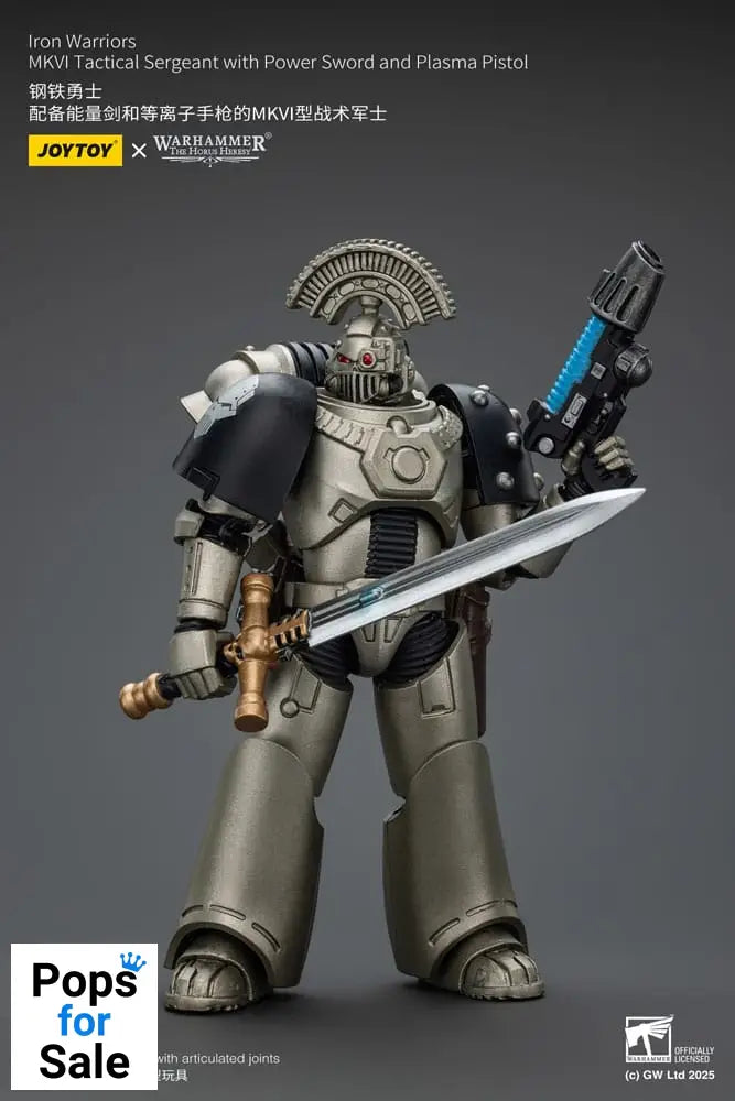 Warhammer The Horus Heresy Action Figure 1/18 lron Warriors MKVI Tactical Sergeant with Power Sword and Plasma Pistol 12 cm