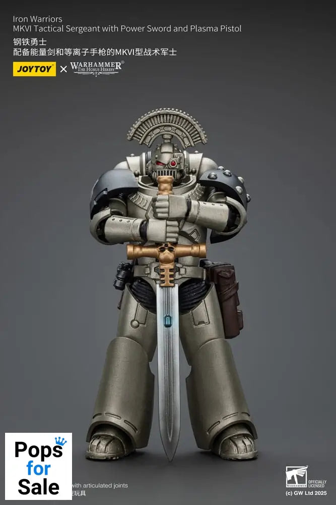 Warhammer The Horus Heresy Action Figure 1/18 lron Warriors MKVI Tactical Sergeant with Power Sword and Plasma Pistol 12 cm