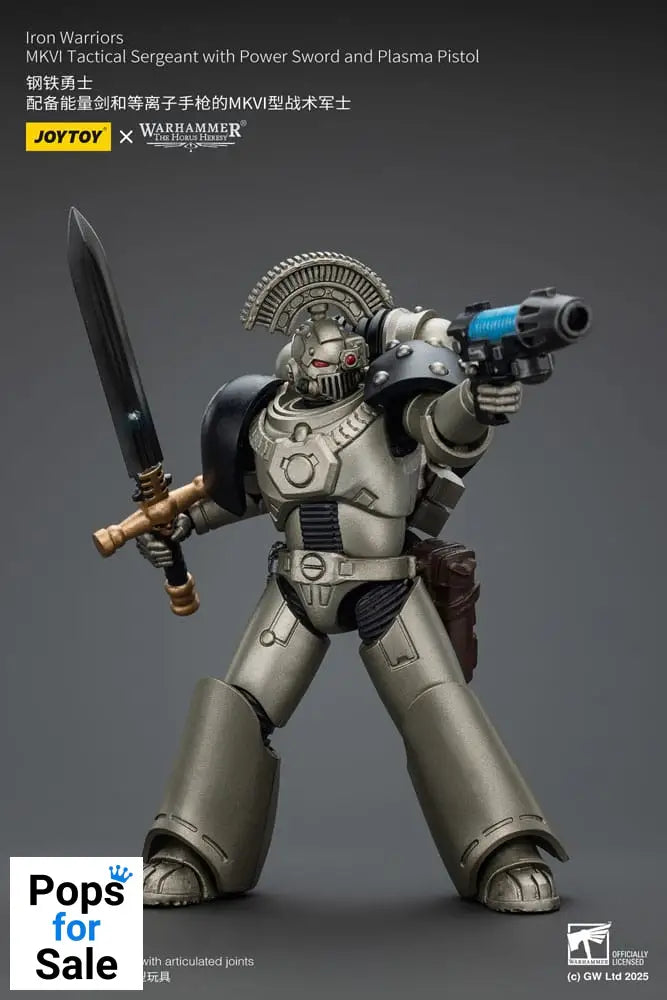 Warhammer The Horus Heresy Action Figure 1/18 lron Warriors MKVI Tactical Sergeant with Power Sword and Plasma Pistol