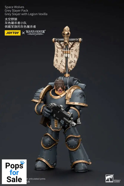 Warhammer The Horus Heresy Action Figure 1/18 Space Wolves Grey Slayer Pack Grey Slayer With Legion Vexilla 12 cm