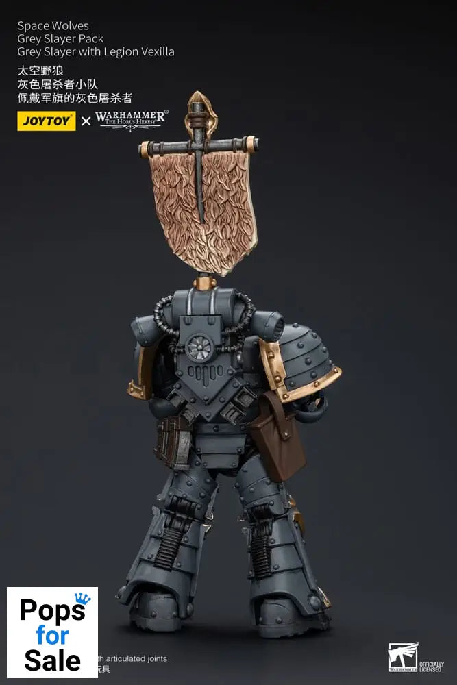 Warhammer The Horus Heresy Action Figure 1/18 Space Wolves Grey Slayer Pack Grey Slayer With Legion Vexilla 12 cm