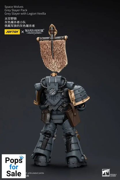 Warhammer The Horus Heresy Action Figure 1/18 Space Wolves Grey Slayer Pack Grey Slayer With Legion Vexilla 12 cm