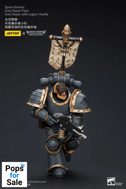 Warhammer The Horus Heresy Action Figure 1/18 Space Wolves Grey Slayer Pack Grey Slayer With Legion Vexilla 12 cm