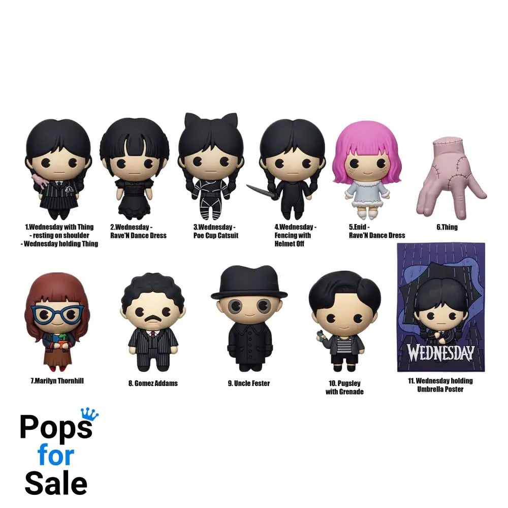 Wednesday 3D PVC Bag Clips Series 2 Display (24) Keyrings