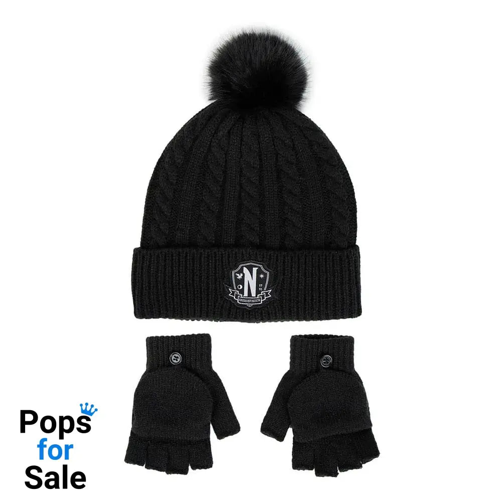 Wednesday Beanie & Gloves Set Nervermore