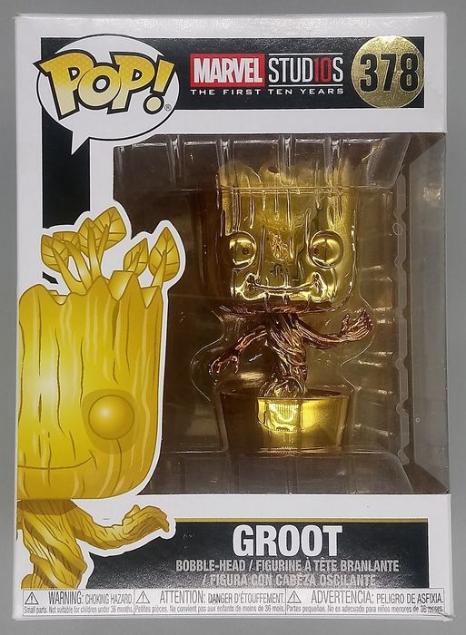 #378 Groot (Gold) - Chrome - Marvel Studios 10 Years Box Damaged Funko POP