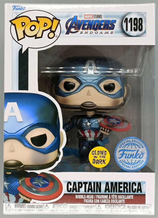 #1198 Captain America (w/ Mjolnir and Broken Shield) Metallic Marvel Avengers Endgame Funko POP