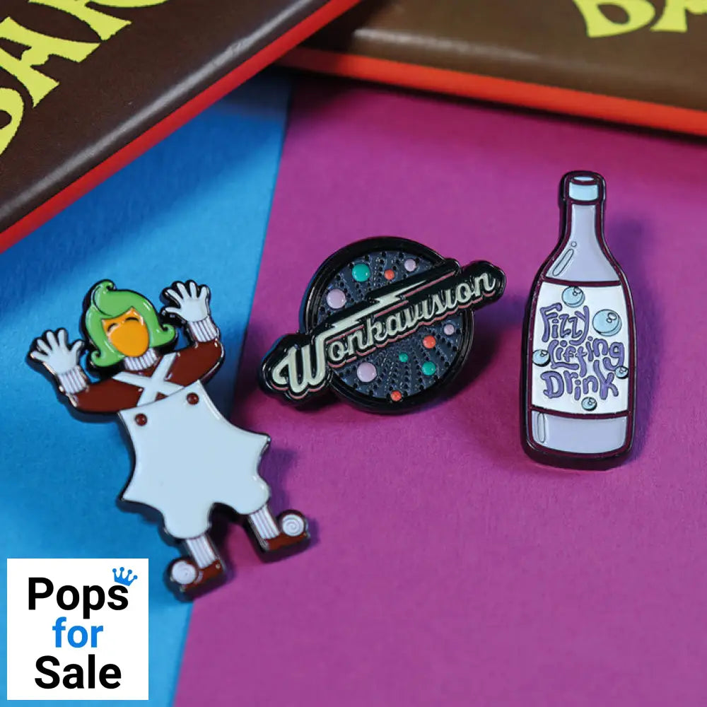 Willy Wonka and the Chocolate Factory Limited Edition Triple Pin Badge Set 3 Pack of Pins