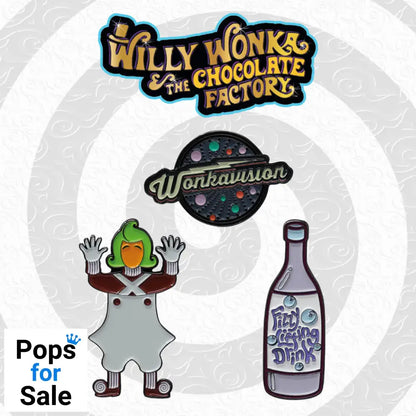 Willy Wonka and the Chocolate Factory Limited Edition Triple Pin Badge Set 3 Pack of Pins
