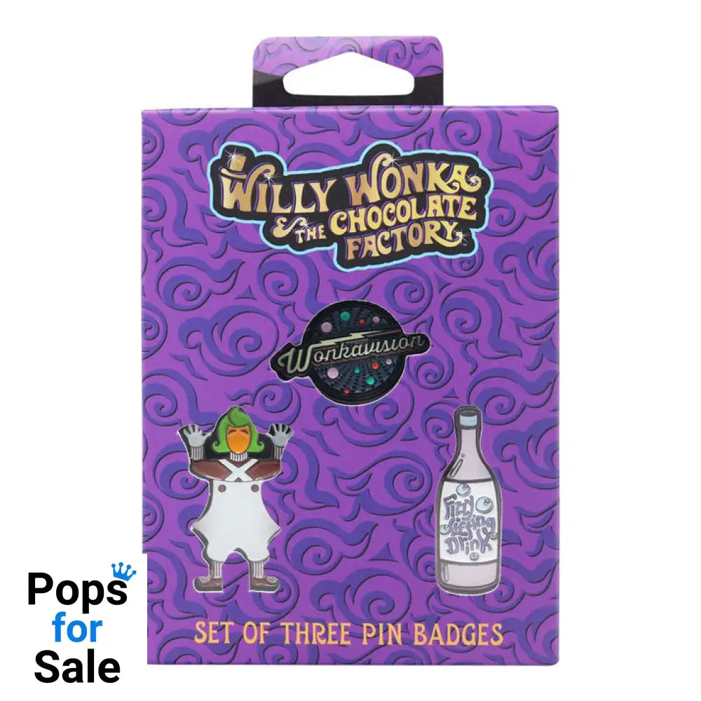 Willy Wonka and the Chocolate Factory Limited Edition Triple Pin Badge Set 3 Pack of Pins