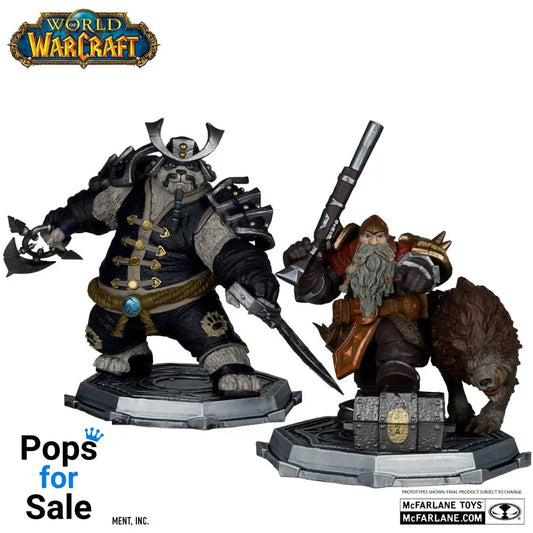 World of Warcraft PVC Statue 2-Pack 1/12 Dwarf Hunter: Beast Master & Pandaren: Monk (Gold Label) 15 cm