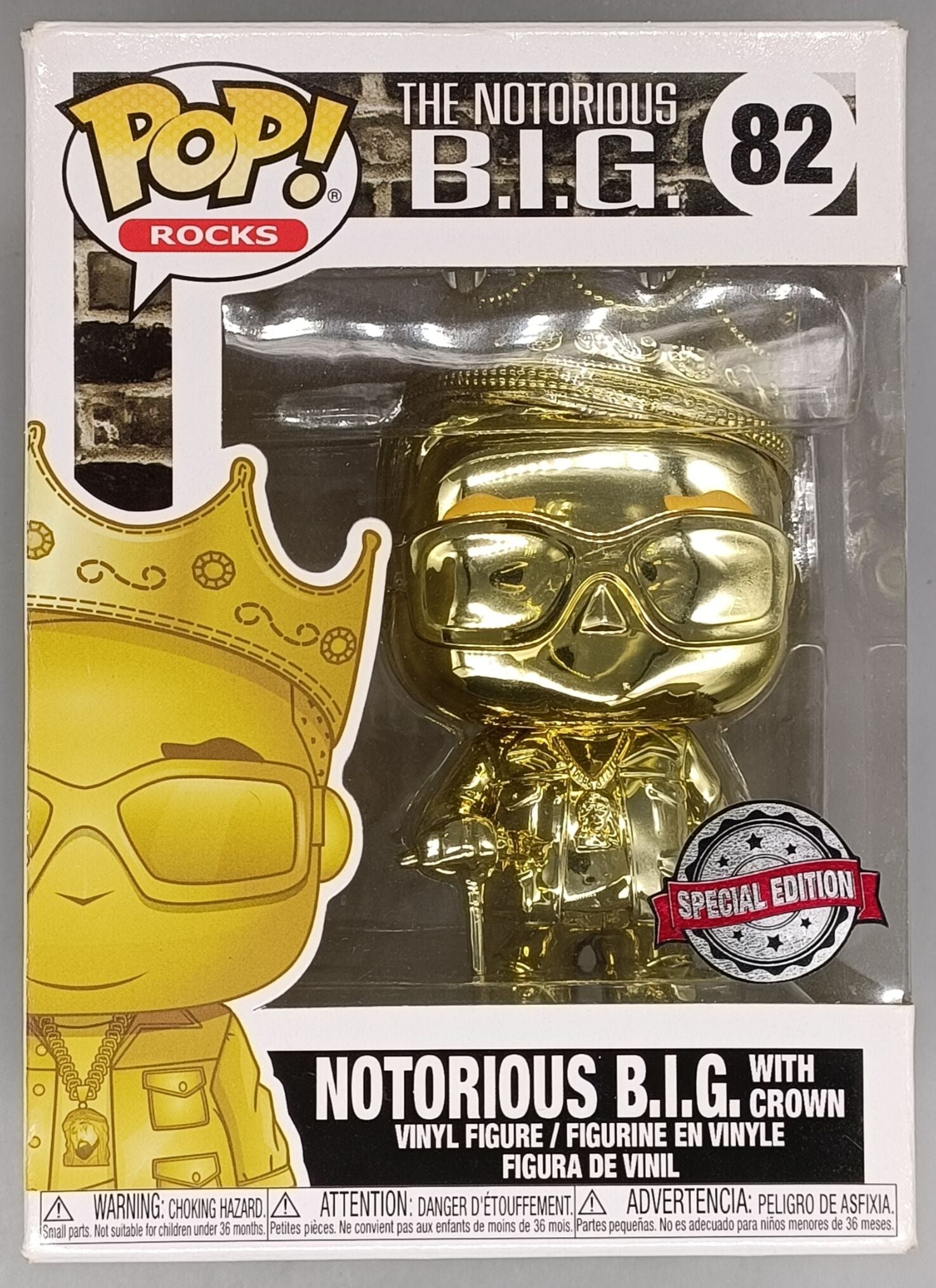 82 Notorious B.I.G. (with Crown- Gold) - Chrome - Funko POP - Box Damaged