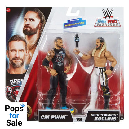 WWE Main Event Showdown Action Figures CM Punk vs Seth &quot;Freakin&quot; Rollins 2-Pack 15 cm
