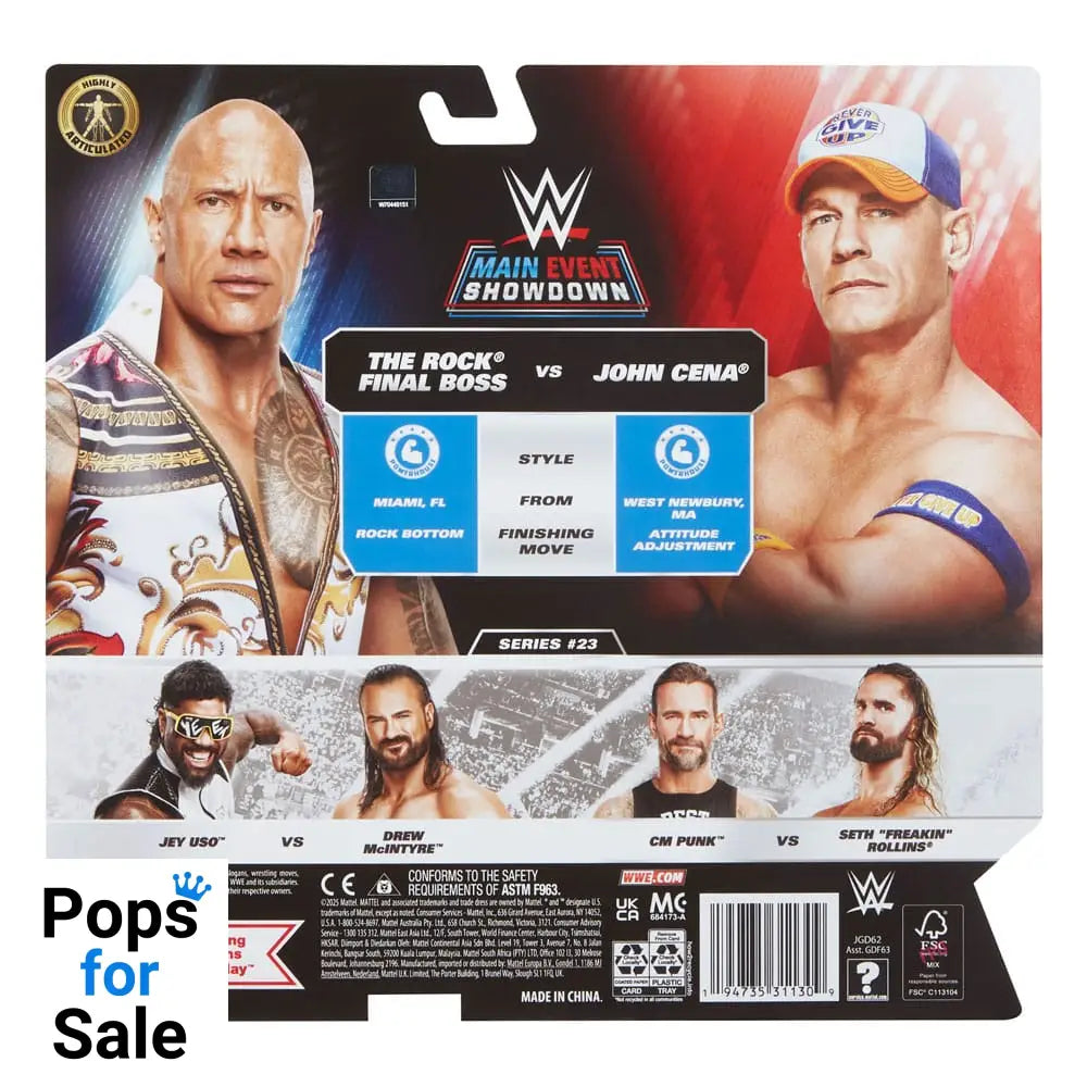 WWE Main Event Showdown Action Figures The Rock Final Boss vs John Cena 2-Pack 15 cm