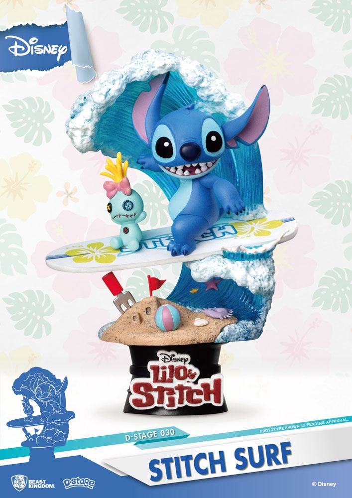 Disney Summer Series D-Stage PVC Diorama Stitch Surf 15 cm Dioramas