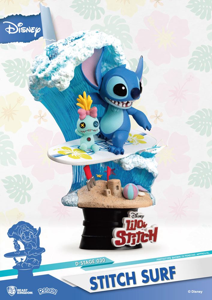 Disney Summer Series D-Stage PVC Diorama Stitch Surf 15 cm Dioramas