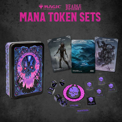 Magic the Gathering Dice and Token Pack Black Mana Miniature Gaming & Tabletop