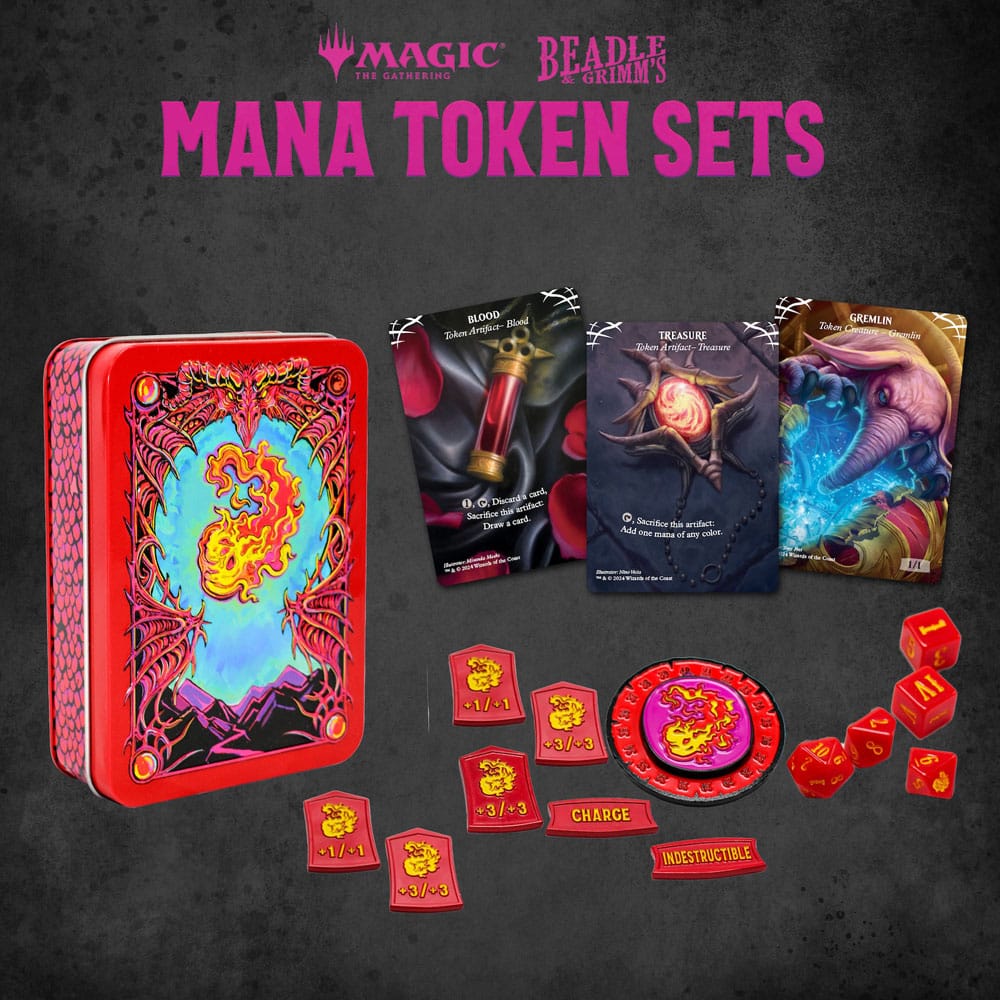 Magic the Gathering Dice and Token Pack Red Mana Miniature Gaming & Tabletop
