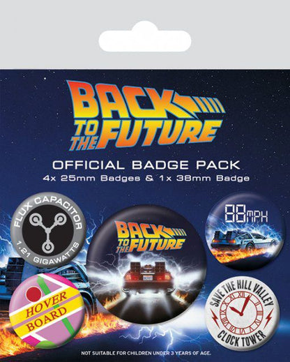 Back to the Future Pin-Back Buttons 5-Pack DeLorean Pins & Brooches