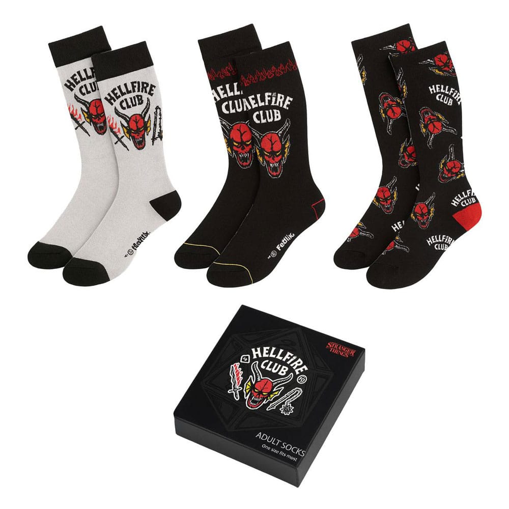 Stranger Things Socks 3-Pack 38-45 Hellfire Club Footwear