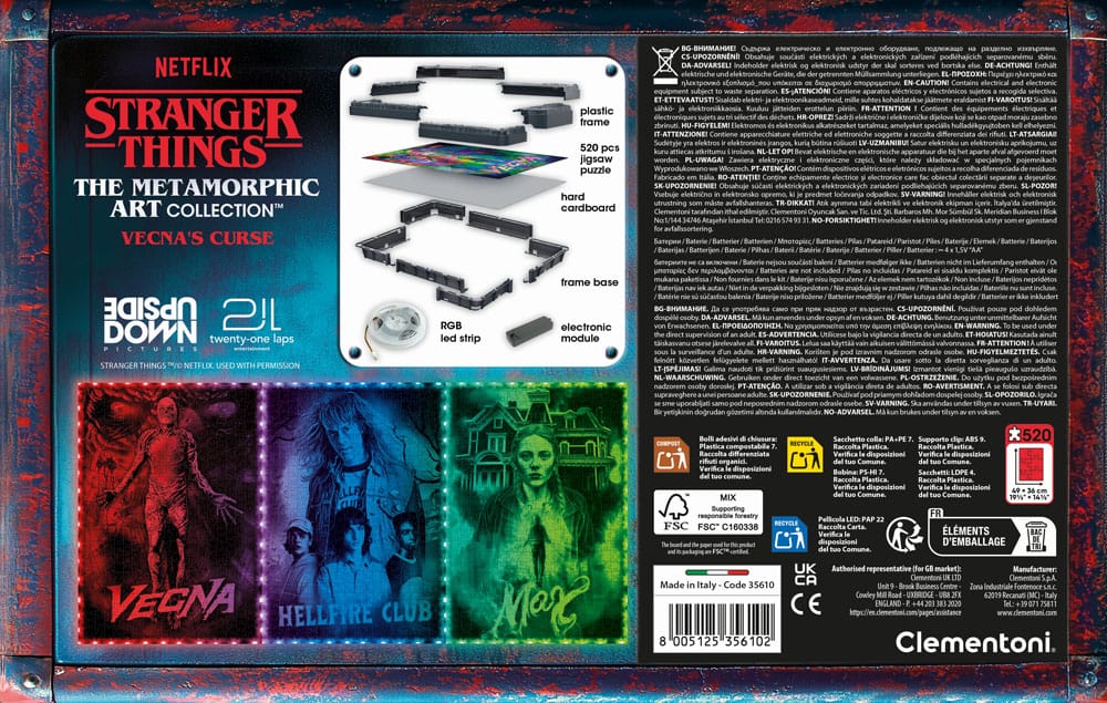 Stranger Things Metamorphic Art Collection Jigsaw Puzzle with Light-Up Effect Vecna (520 pieces)
