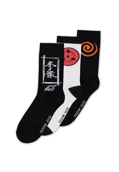 Naruto Shippuden Socks 3-Pack Sasuke Symbol 43-46 Footwear