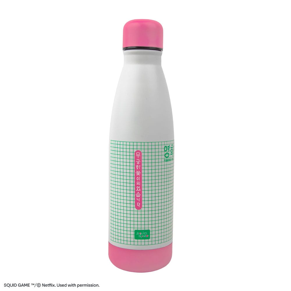 Squid Game Thermo Water Bottle Young-hee Blue & White Print