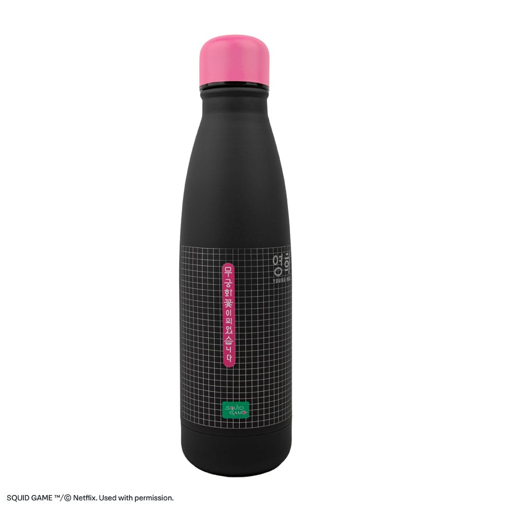 Squid Game Thermo Water Bottle Young-hee Blue & Black Print