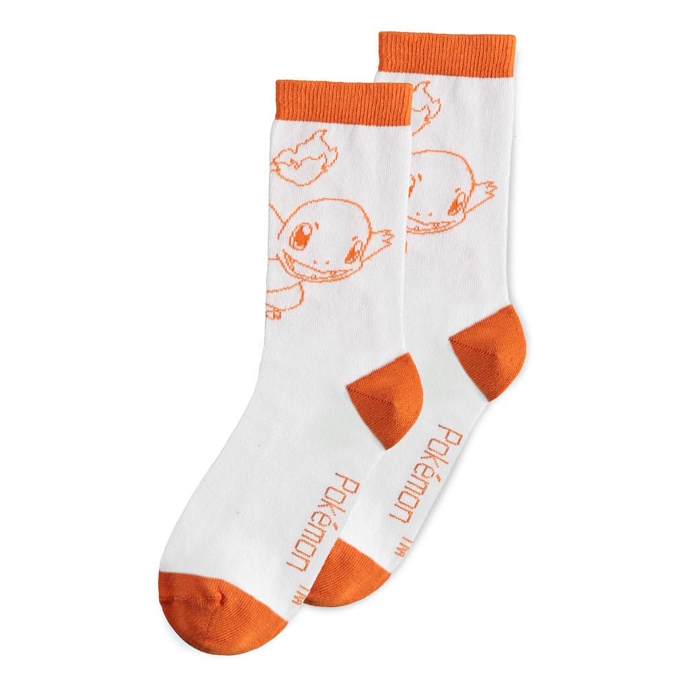 Pokemon Socks 3-Pack Charmander, Bulbasaur, Squirtle 43-46