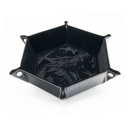 CritStones Folding Dice Tray Dragon Skin Edition Black