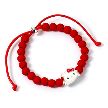 Hello Kitty Bracelet red beads with Hello Kitty Charm 21 cm