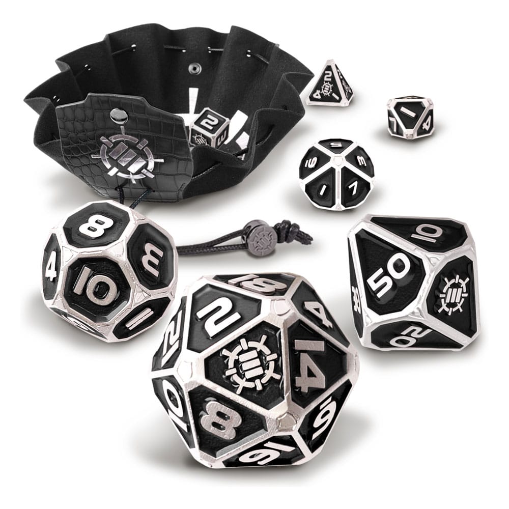 Enhance Tabletop Series Metal RPG Dice Set Black (7) Dice accessories