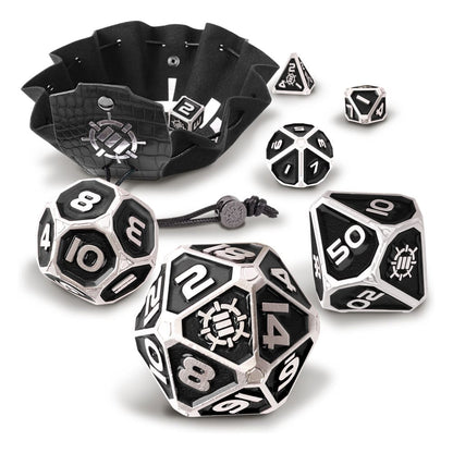 Enhance Tabletop Series Metal RPG Dice Set Black (7) Dice accessories