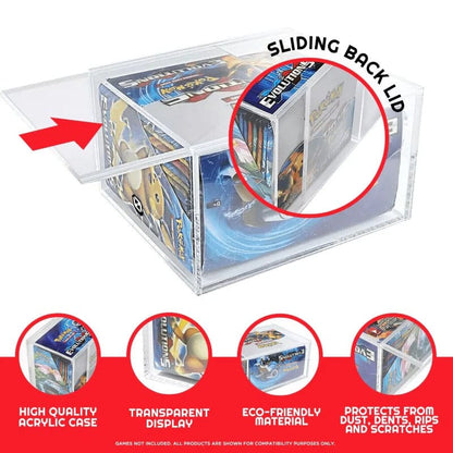 Evoretro Acrylic Display Case for Booster Boxes / Elite Trainer Boxes Ver. 1 with Sliding Lid