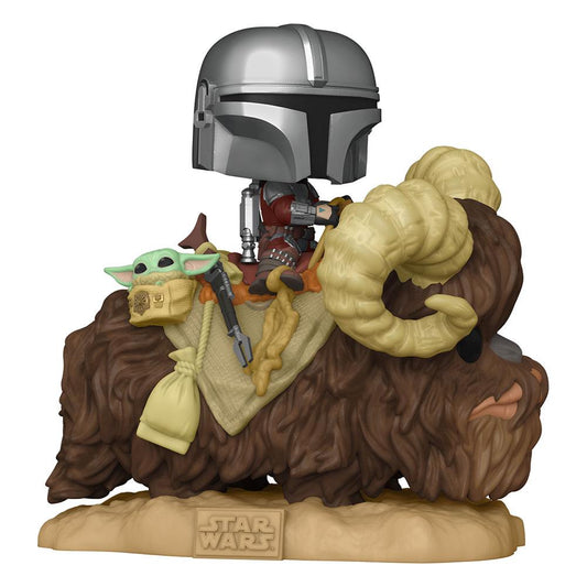 Star Wars The Mandalorian POP! Deluxe Vinyl Figure The Mandalorian on Wantha with Child in Bag 9 cm