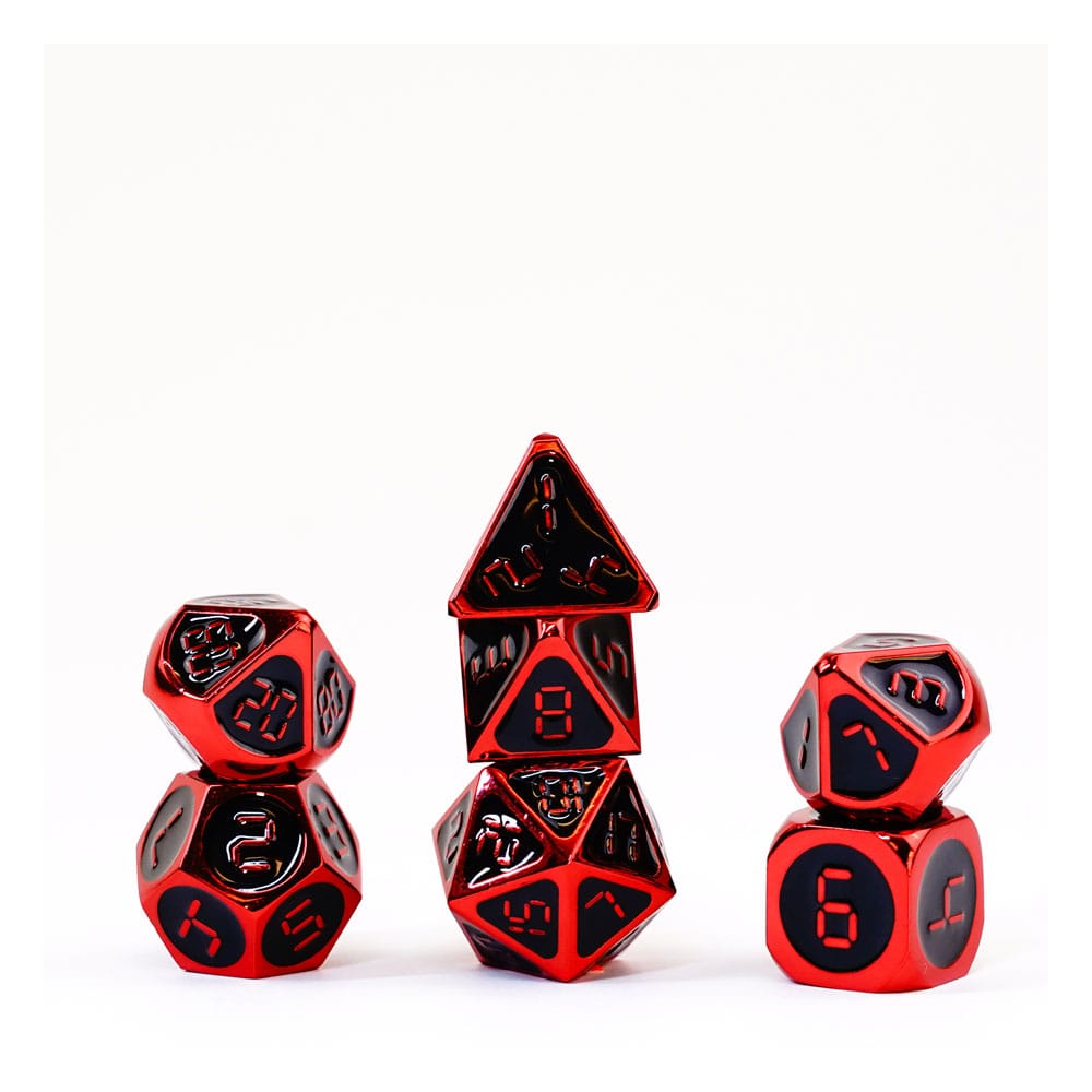 FanRoll  Dice Set Red with Black Enamel (7)