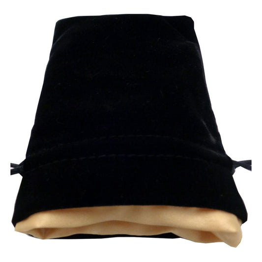 FanRoll Dice Bag Velvet Black with Gold Satin Small