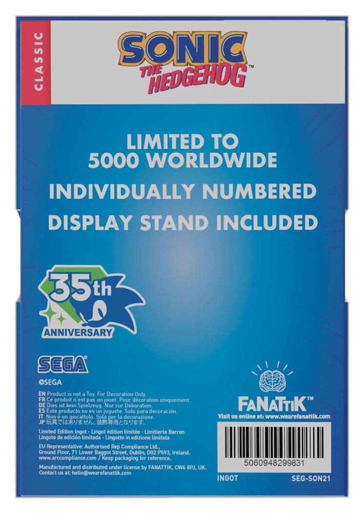 Sonic The Hedgehog Ingot Stained Glass Window Style 60 cm