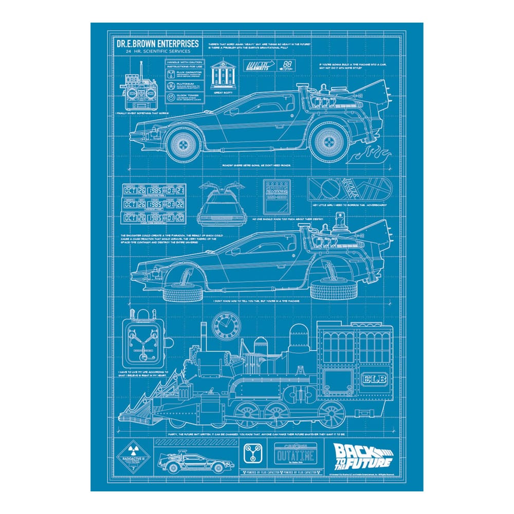 Back To The Future Art Print Time Machine Blueprint Limited Edition 42 x 30 cm Posters & Wallscrolls
