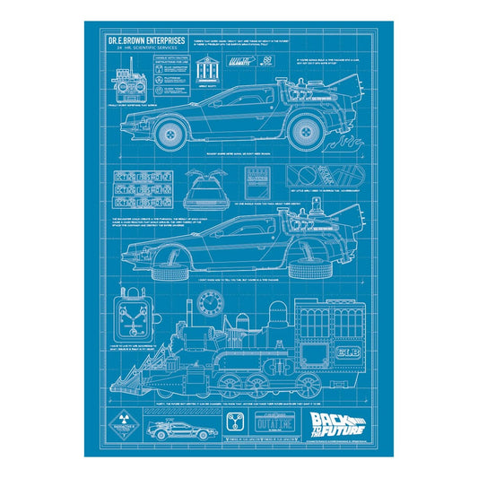 Back To The Future Art Print Time Machine Blueprint Limited Edition 42 x 30 cm Posters & Wallscrolls